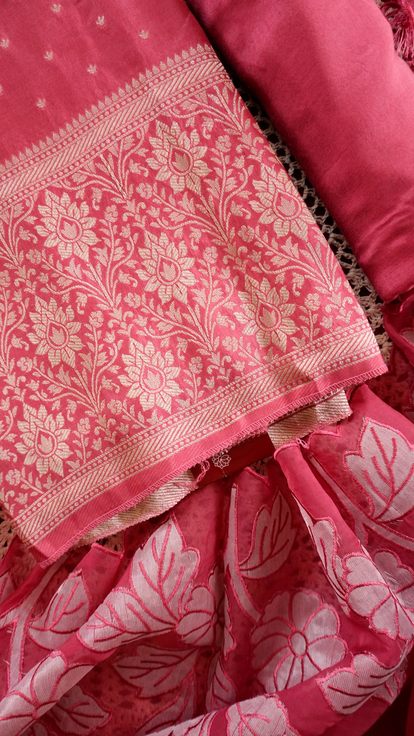 Banarasi Silk Unstitched Salwar Suit with Zari Work [GUD359]