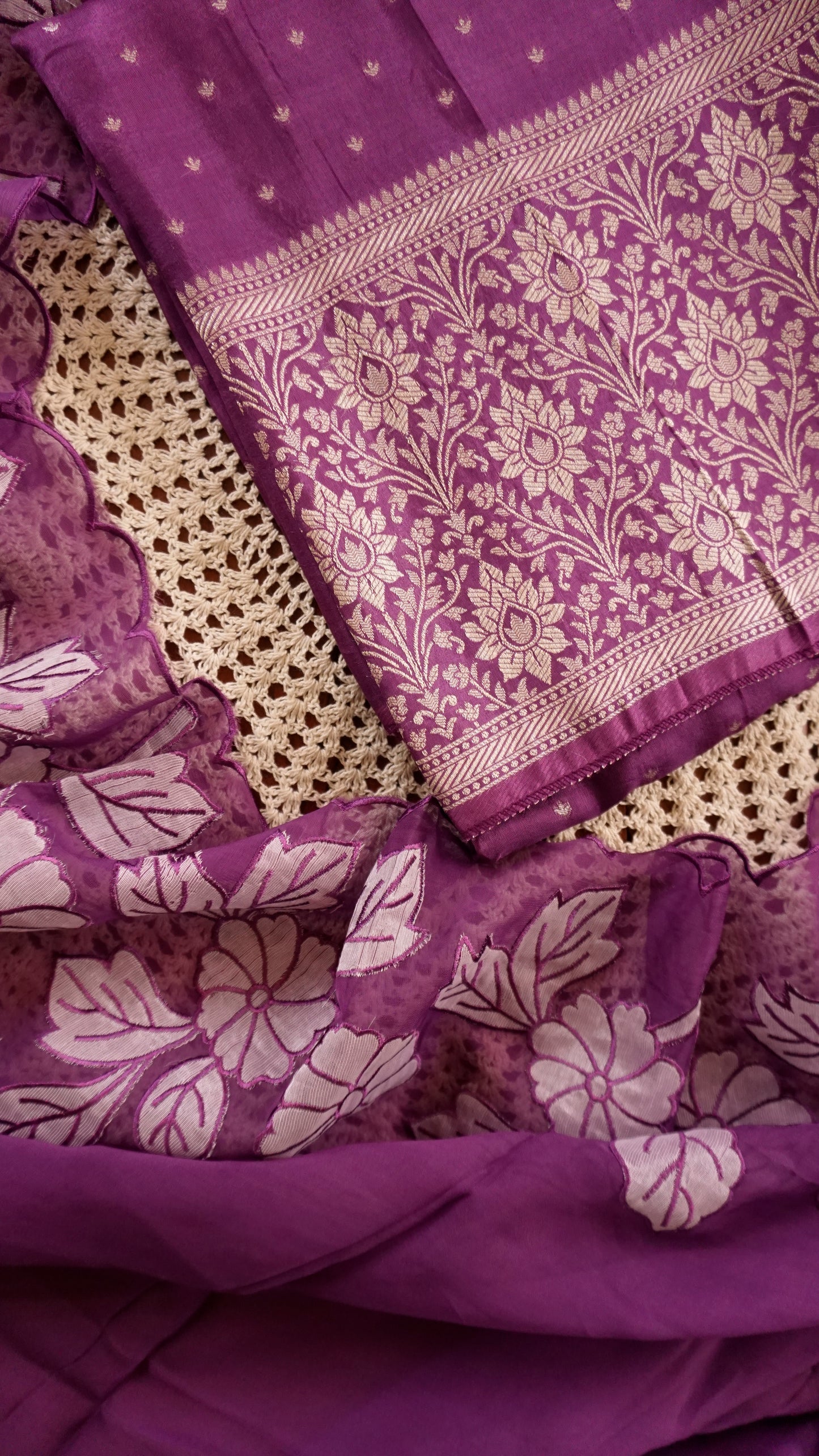 Banarasi Silk Unstitched Salwar Suit with Zari Work [GUD361]
