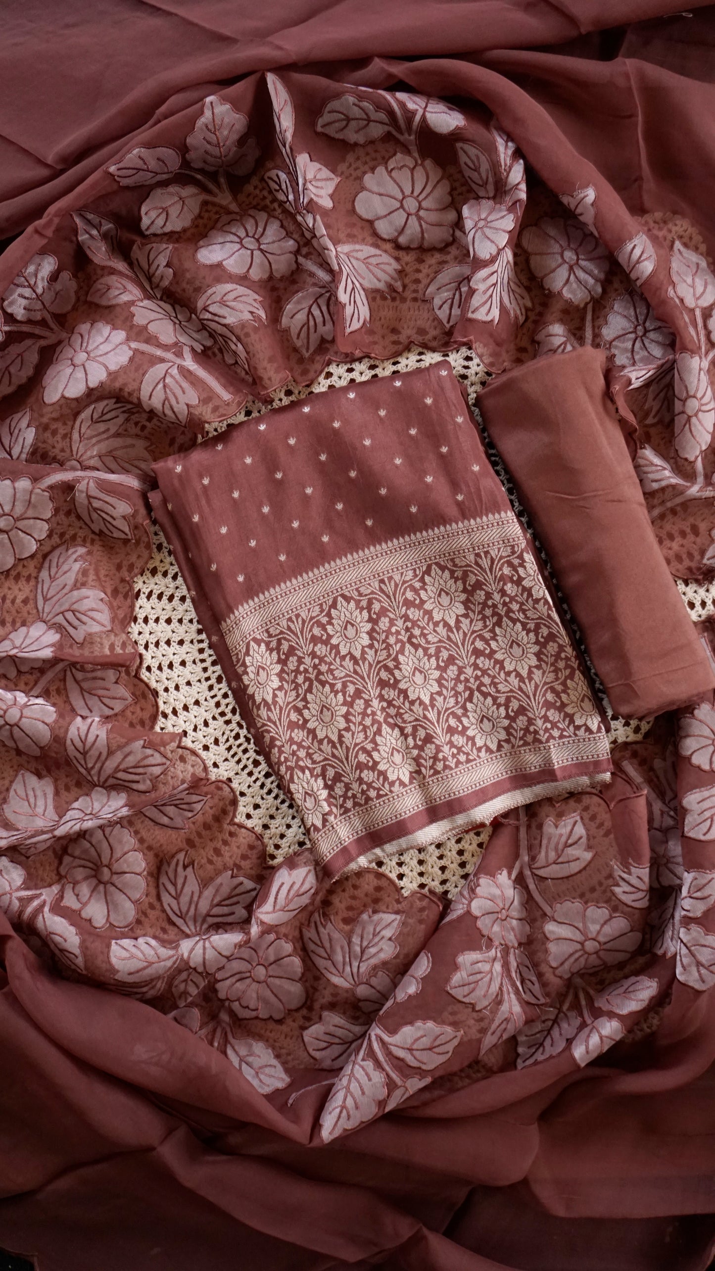 Banarasi Silk Unstitched Salwar Suit with Zari Work [GUD360]