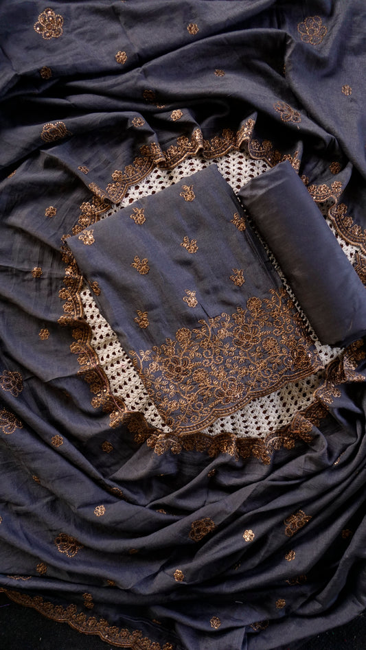 Elegant Vijithra Silk Unstitched Salwar Set  [GUD396]