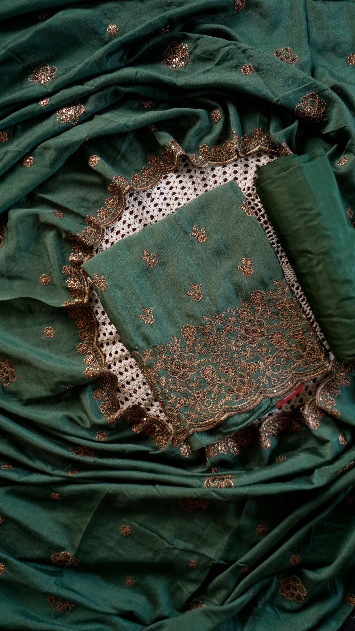 Elegant Vijithra Silk Unstitched Salwar Set  [GUD375]