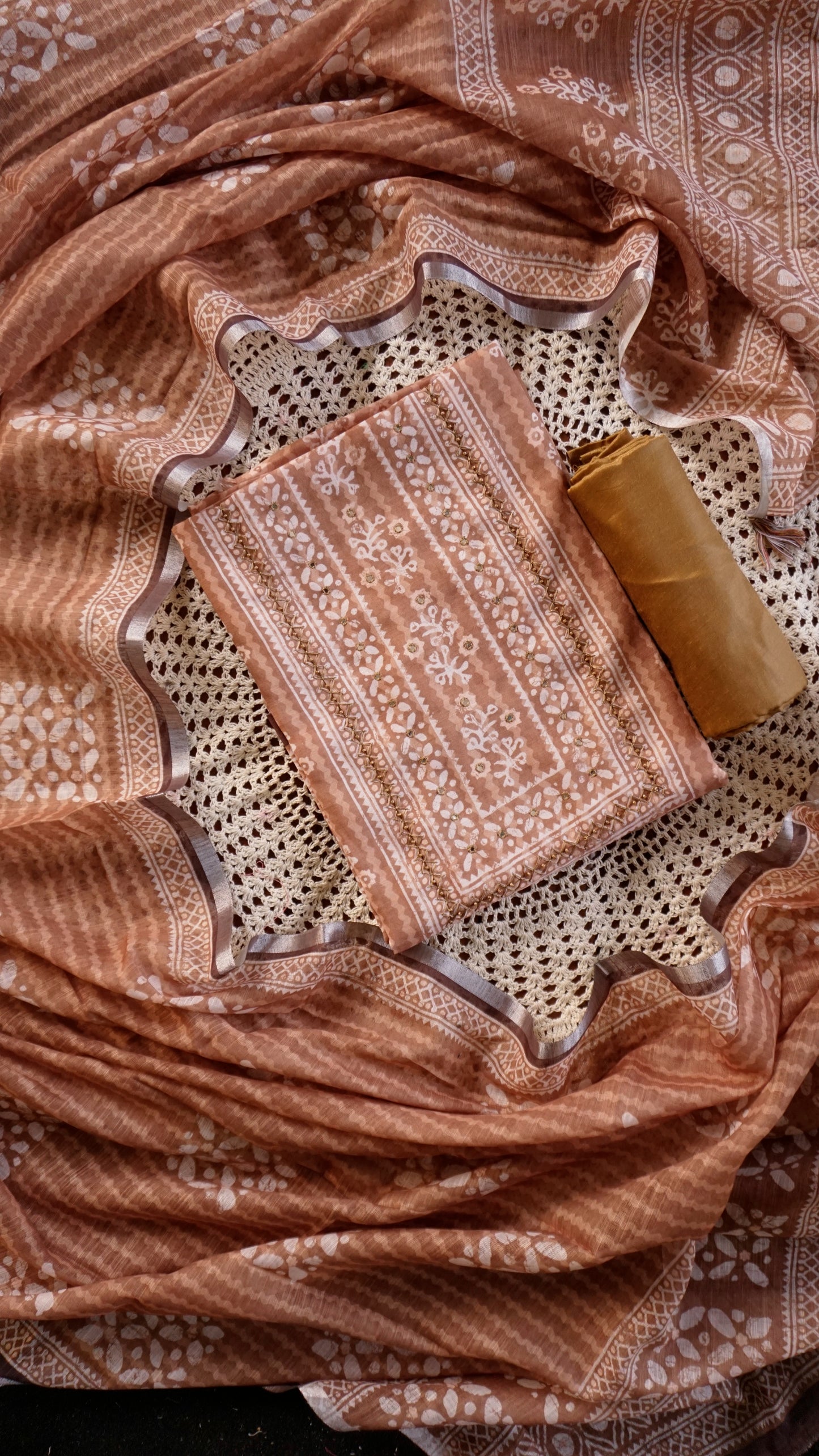 Elegant Printed Cotton Salwar Set – Earthy Brown Collection [GUD342]