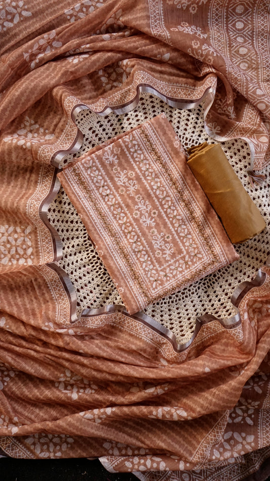 Elegant Printed Cotton Salwar Set – Earthy Brown Collection [GUD342]