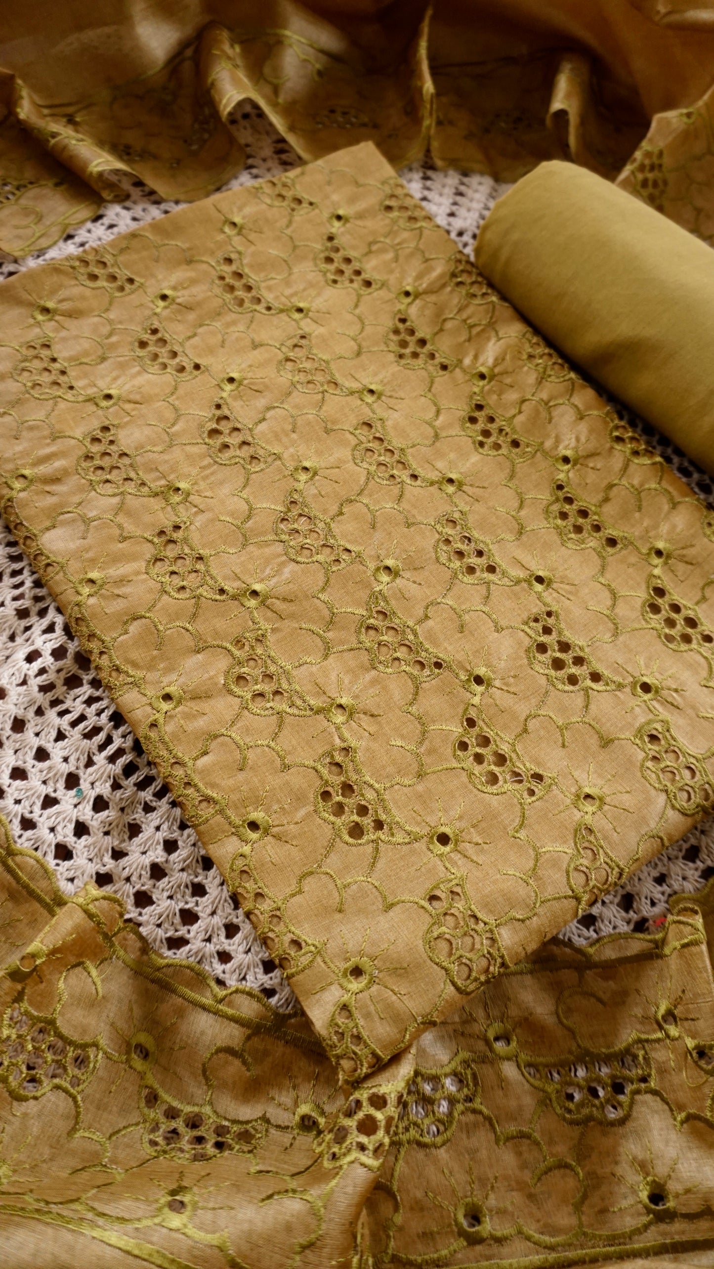 Elegant Tussar Silk Unstitched Salwar Set [GUE11]
