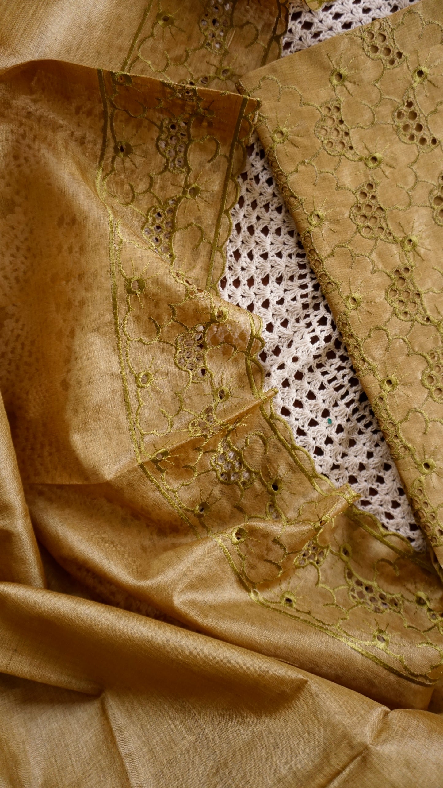 Elegant Tussar Silk Unstitched Salwar Set [GUE11]