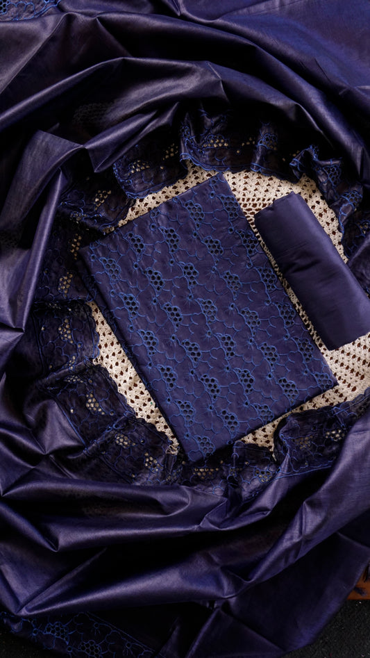 Elegant Tussar Silk Unstitched Salwar Set [GUE10]