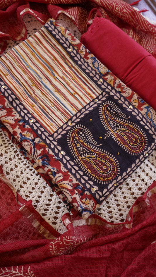 Kaamkari Cotton Unstitched Salwar Set [GUD297]