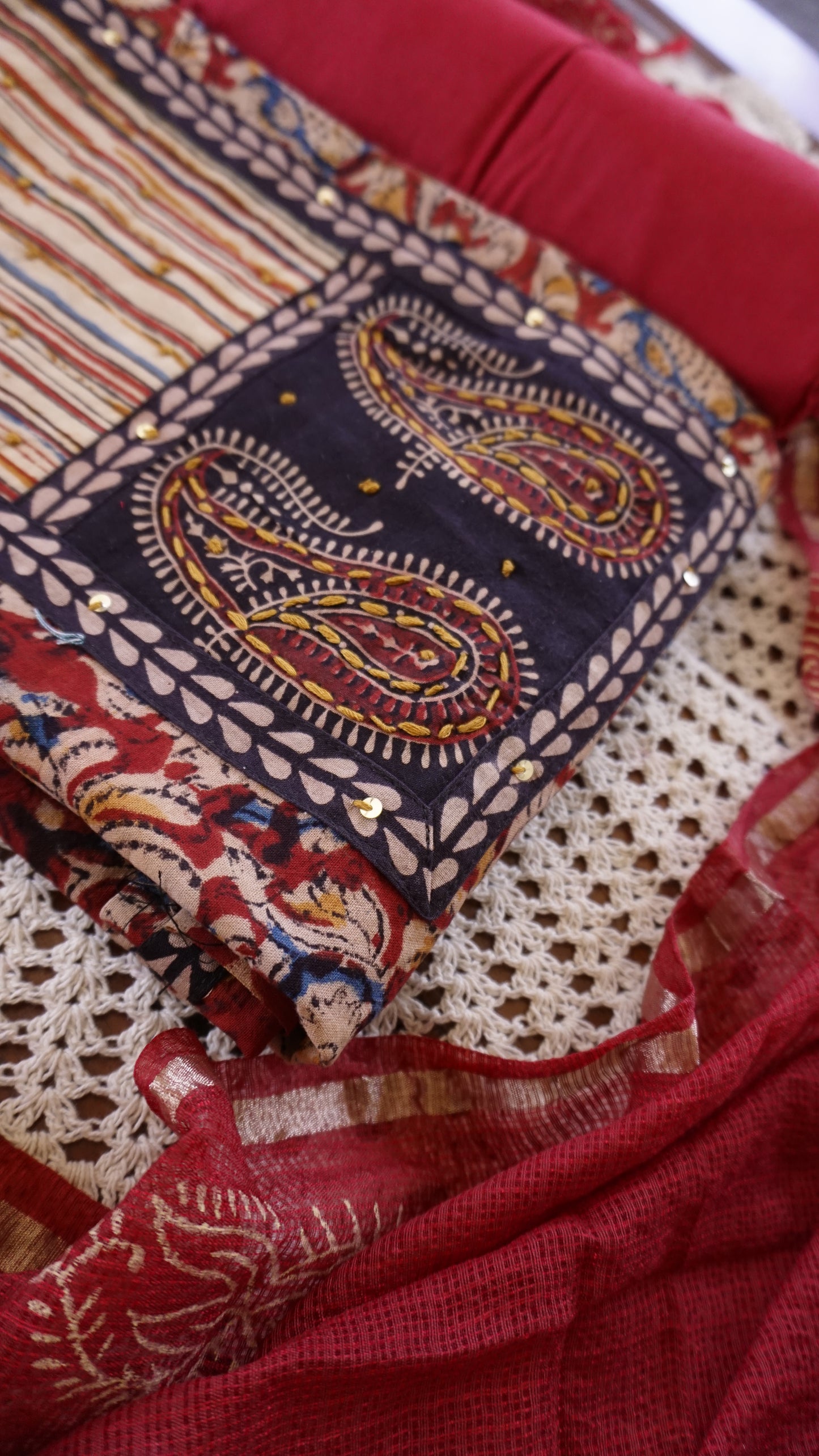 Kaamkari Cotton Unstitched Salwar Set [GUD297]