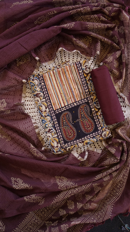 Kaamkari Cotton Unstitched Salwar Set [GUD295]