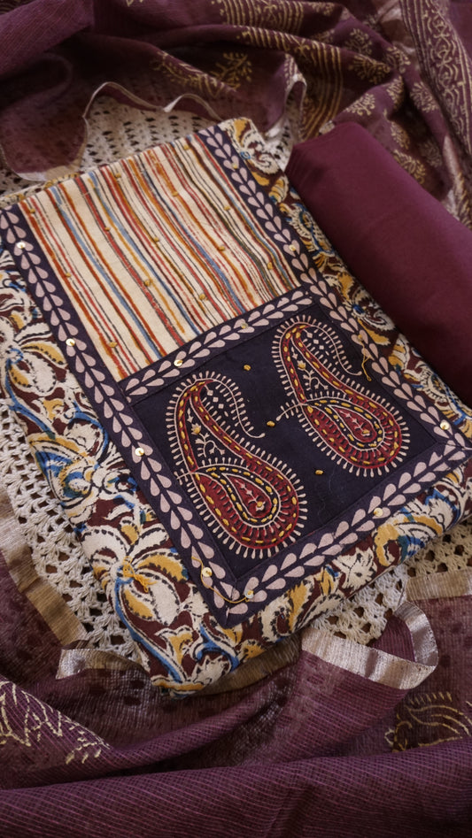 Kaamkari Cotton Unstitched Salwar Set [GUD295]