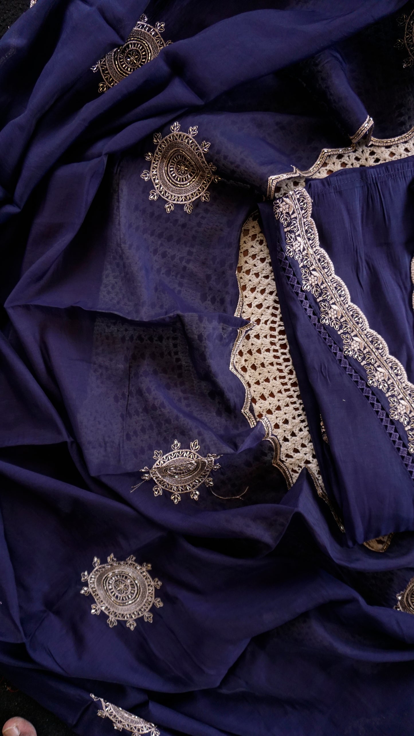 Elegant Mul Chanderi Unstitched Salwar Set [GUE99]