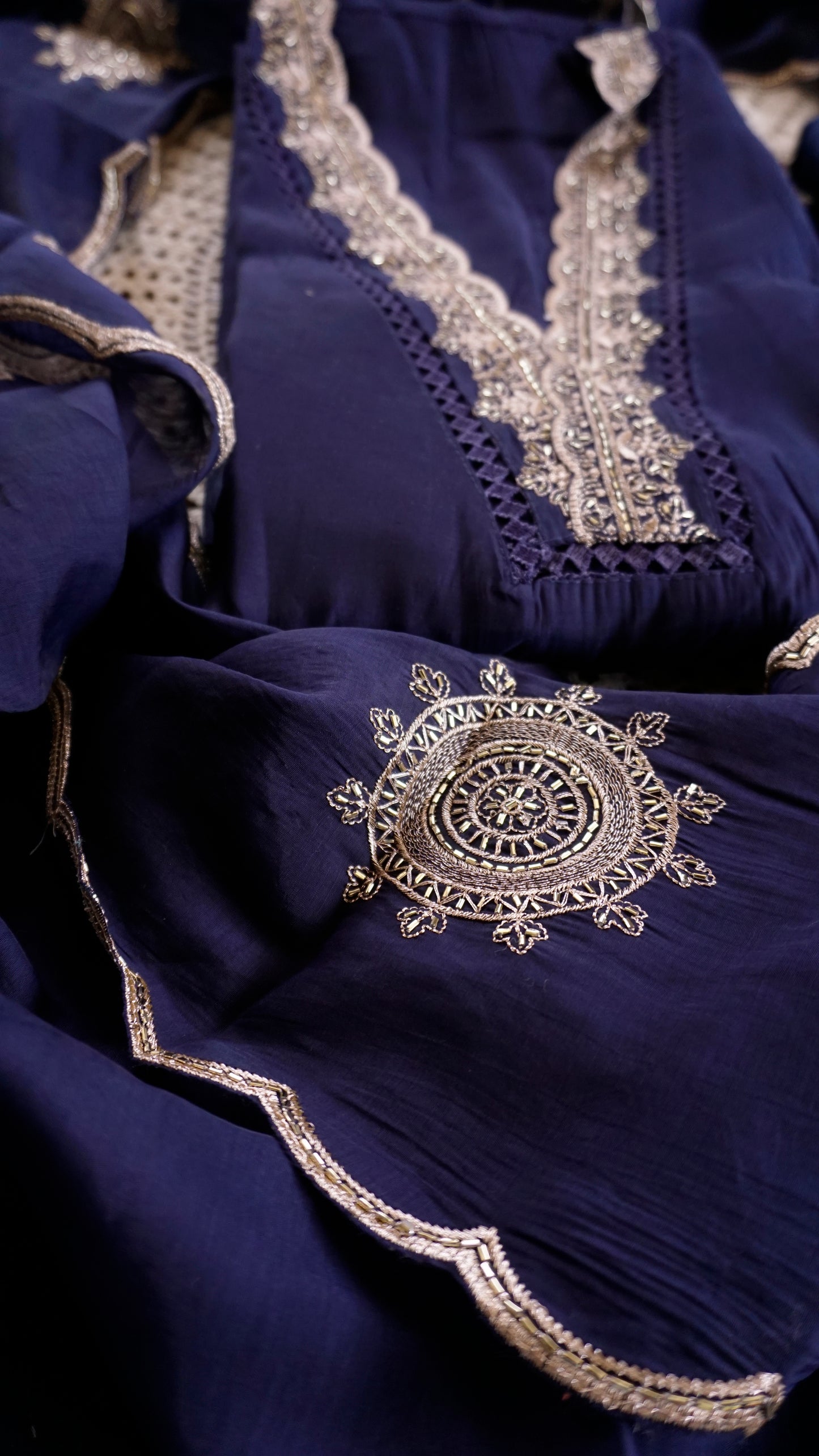 Elegant Mul Chanderi Unstitched Salwar Set [GUE99]