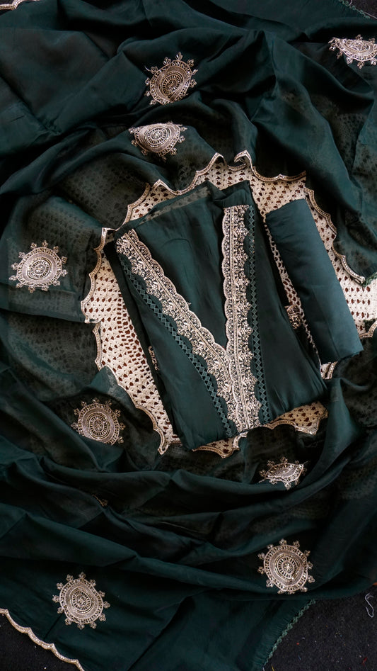 Elegant Mul Chanderi Unstitched Salwar Set [GUE95]