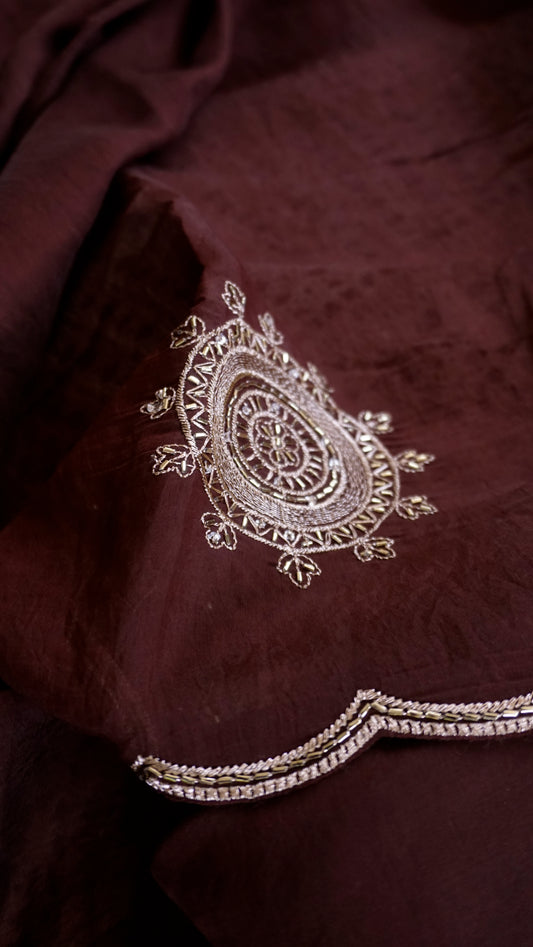 Elegant Mul Chanderi Unstitched Salwar Set [GUE97]