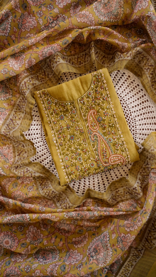 Tissue Chanderi Unstitched Salwar Set [GUE32]