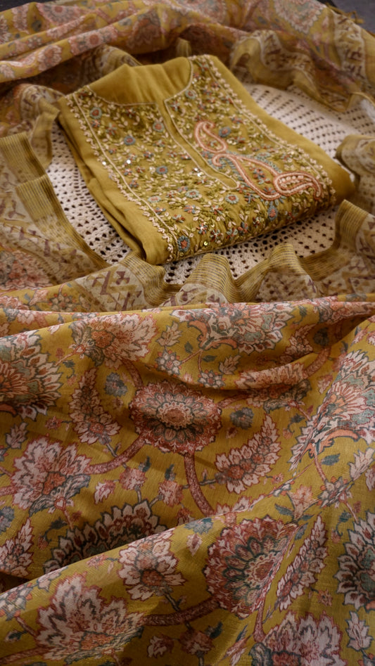 Tissue Chanderi Unstitched Salwar Set [GUE32]