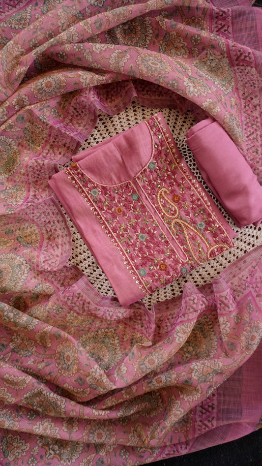 Tissue Chanderi Unstitched Salwar Set [GUE31]