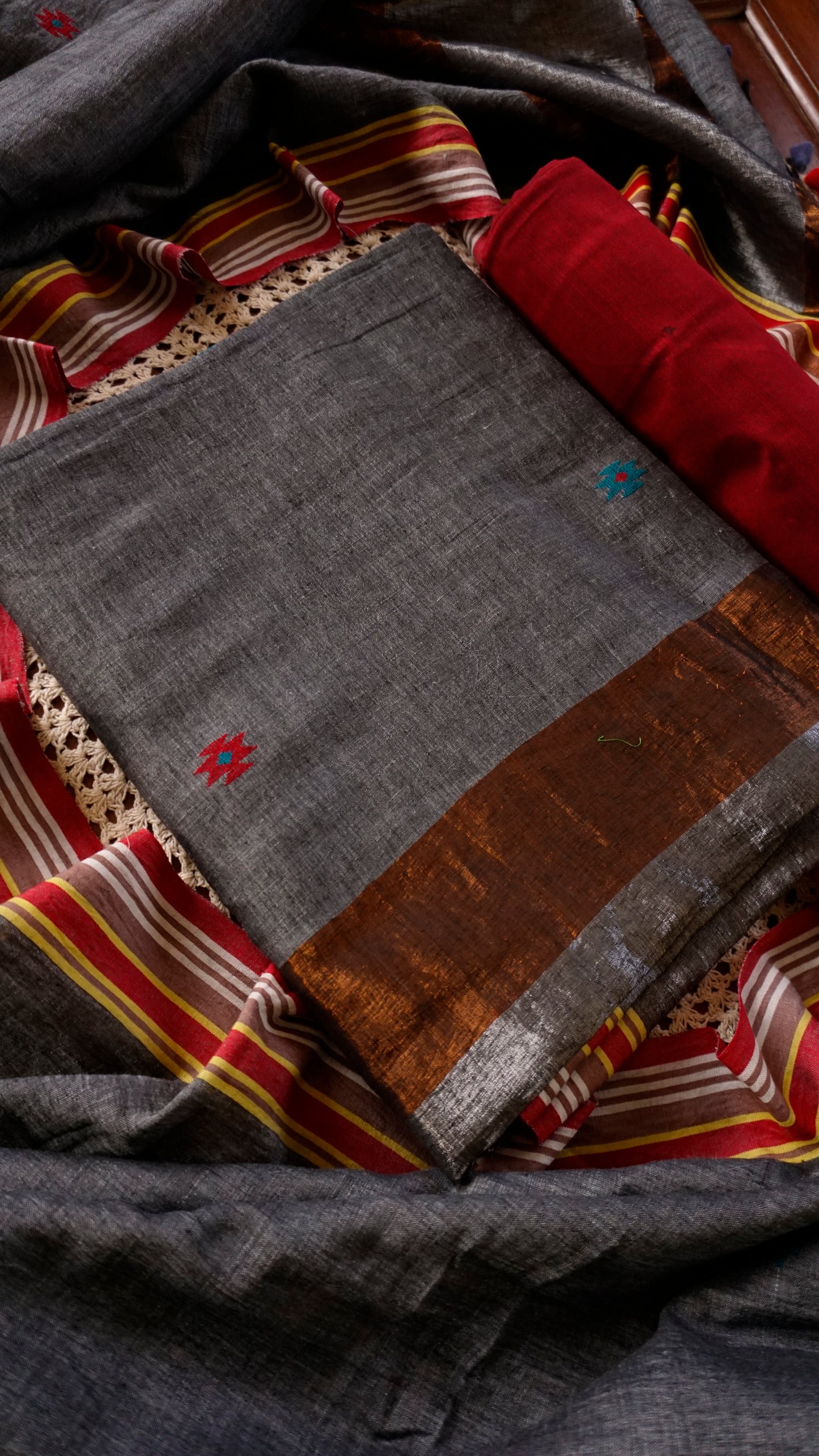 Linen Jamdani Unstitched Salwar Set, [GUD299]