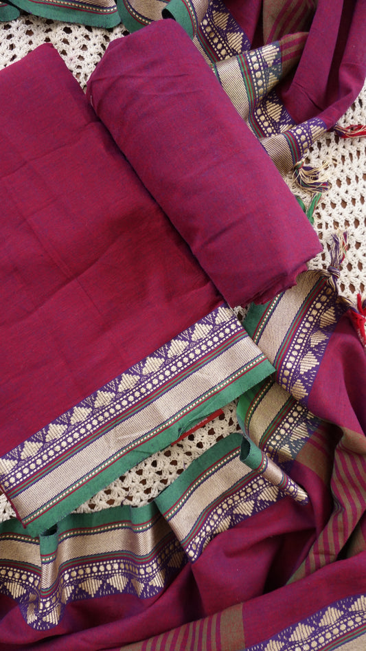 Elegant Narayanpet Cotton Unstitched Salwar Set [GUF123]