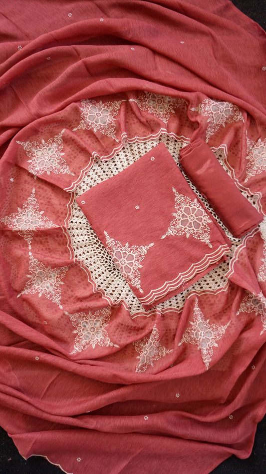 Elegant Linen Tissue Mixed Unstitched Salwar Set [GUF10]