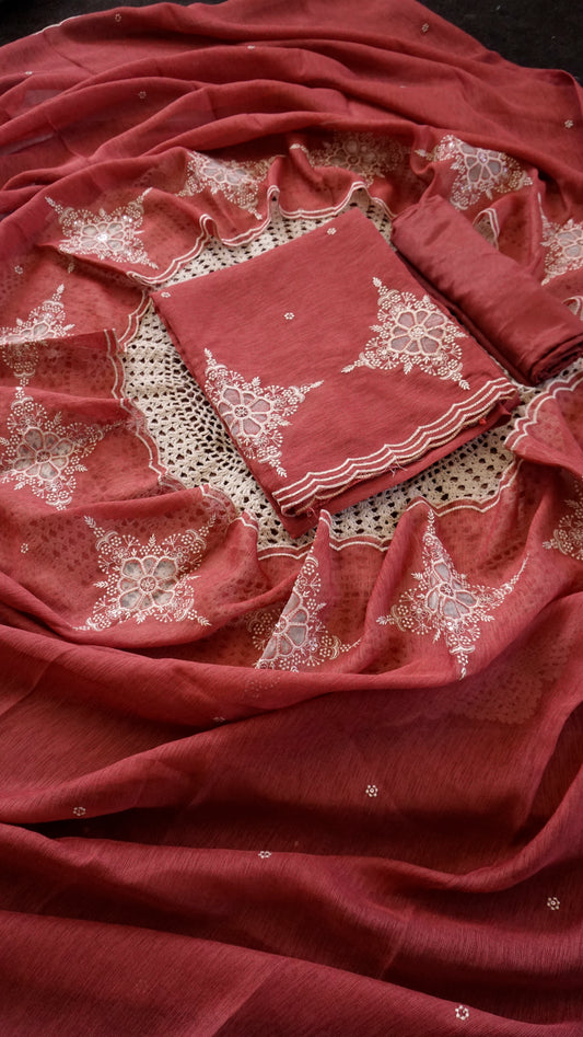 Elegant Linen Tissue Mixed Unstitched Salwar Set [GUF10]