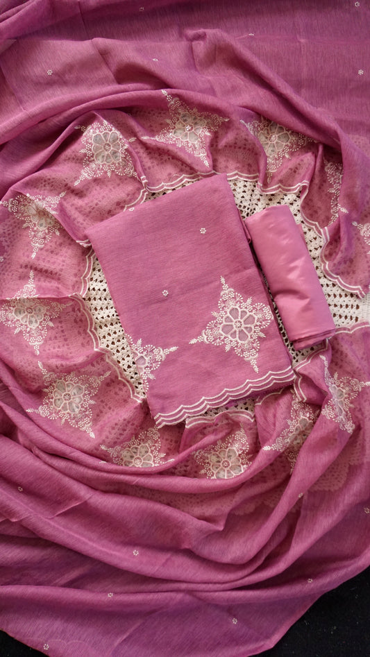 Elegant Linen Tissue Mixed Unstitched Salwar Set [GUF13]