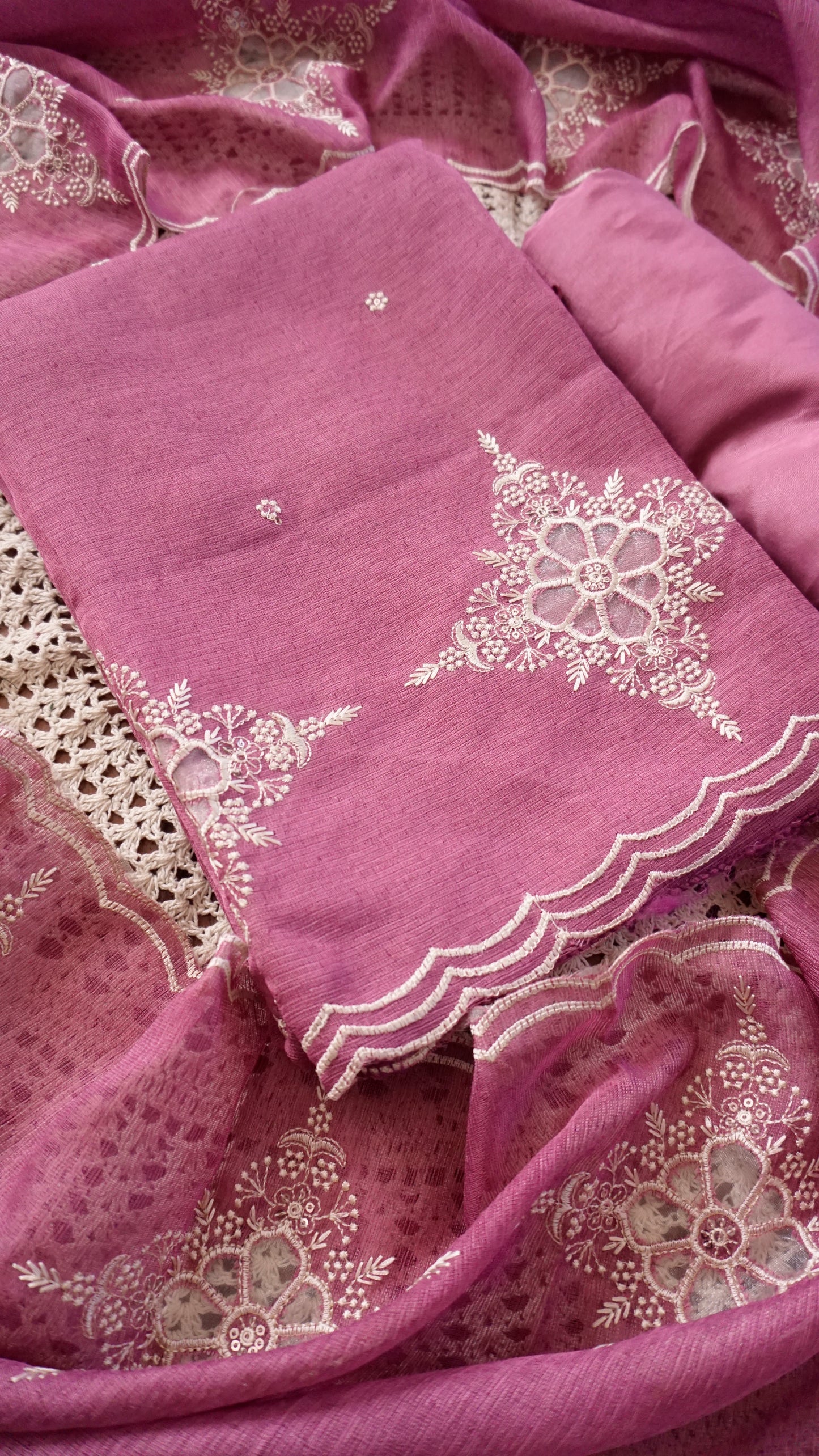 Elegant Linen Tissue Mixed Unstitched Salwar Set [GUF13]
