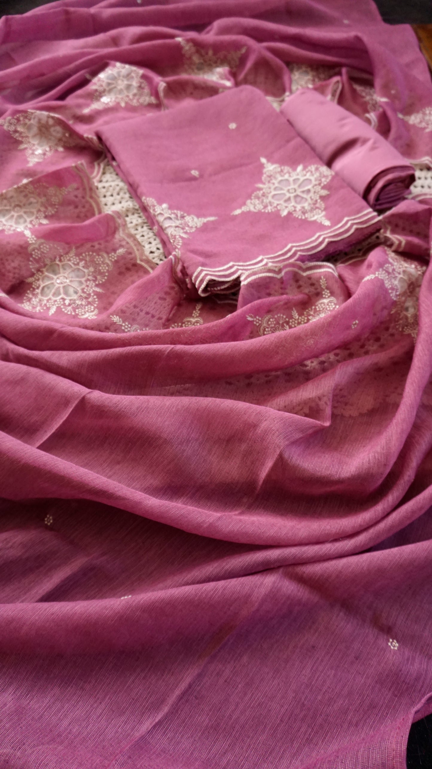 Elegant Linen Tissue Mixed Unstitched Salwar Set [GUF13]