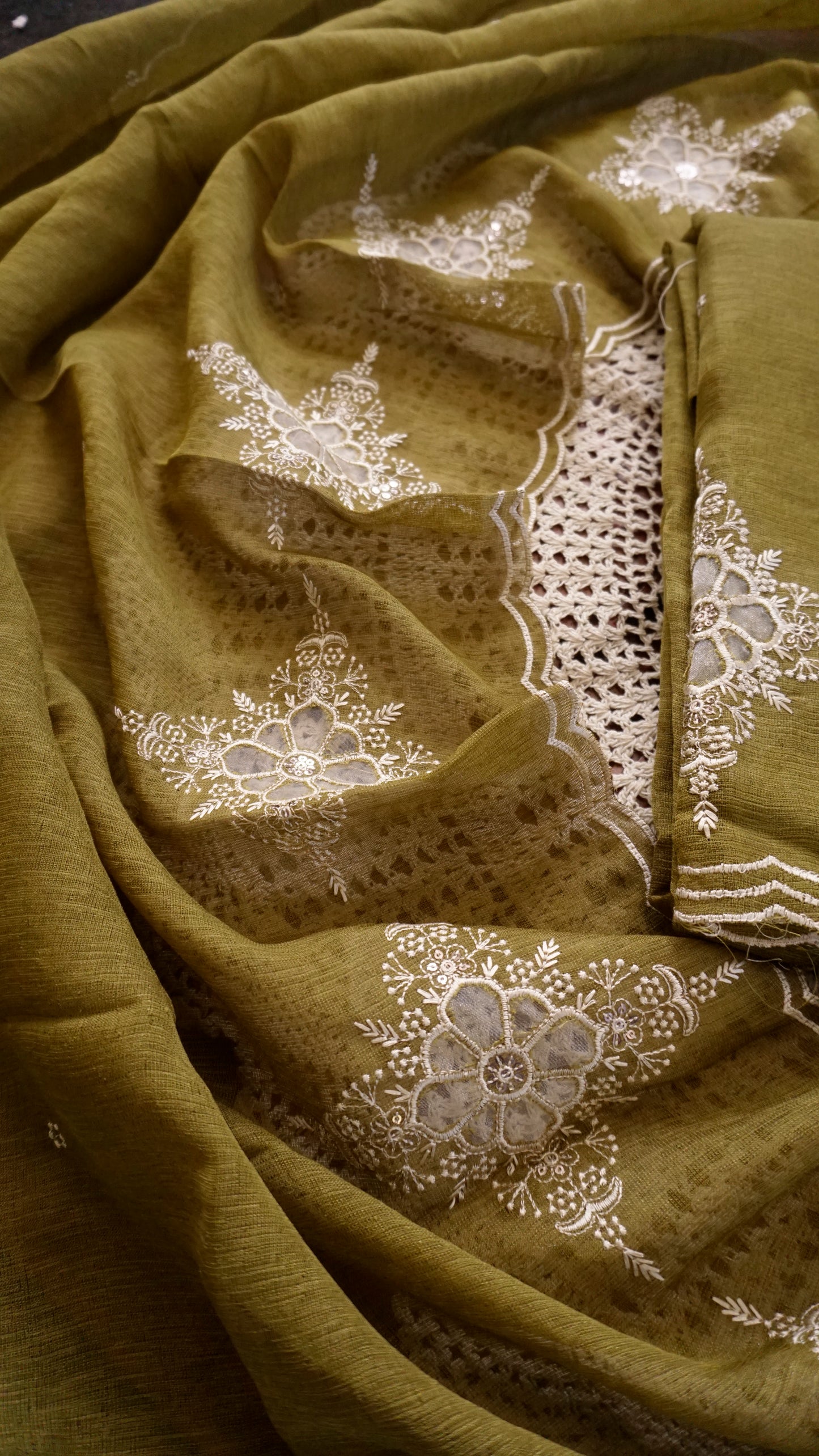 Elegant Linen Tissue Mixed Unstitched Salwar Set [GUF12]