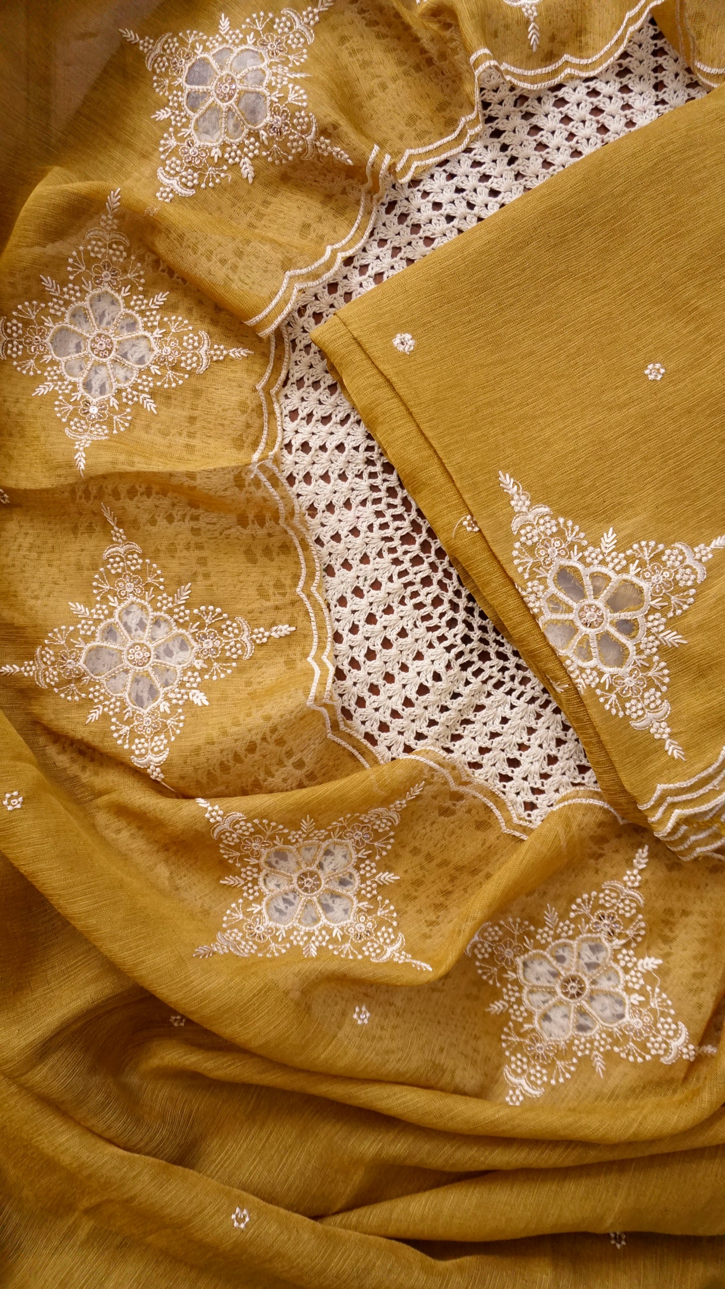 Elegant Linen Tissue Mixed Unstitched Salwar Set [GUF11]