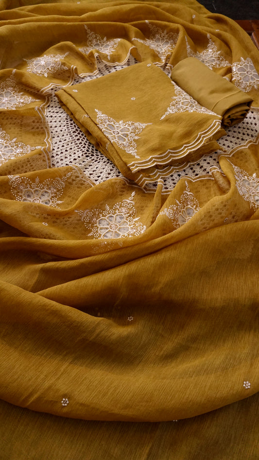 Elegant Linen Tissue Mixed Unstitched Salwar Set [GUF11]