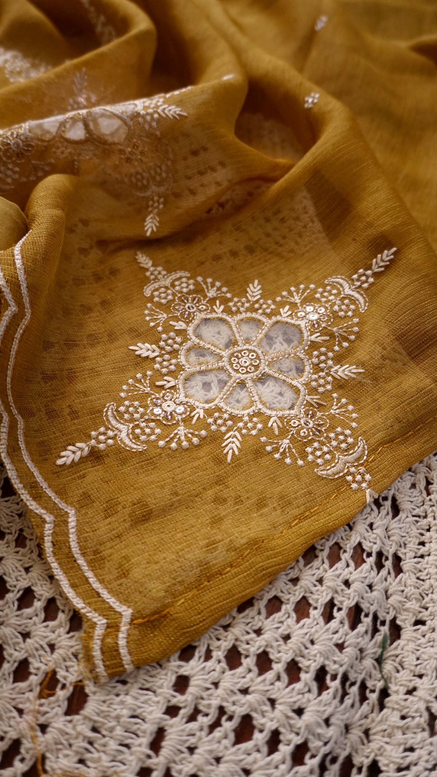 Elegant Linen Tissue Mixed Unstitched Salwar Set [GUF11]
