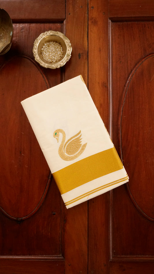 Kerala Kasavu Cotton Saree Cream & Golden Border [MC64]