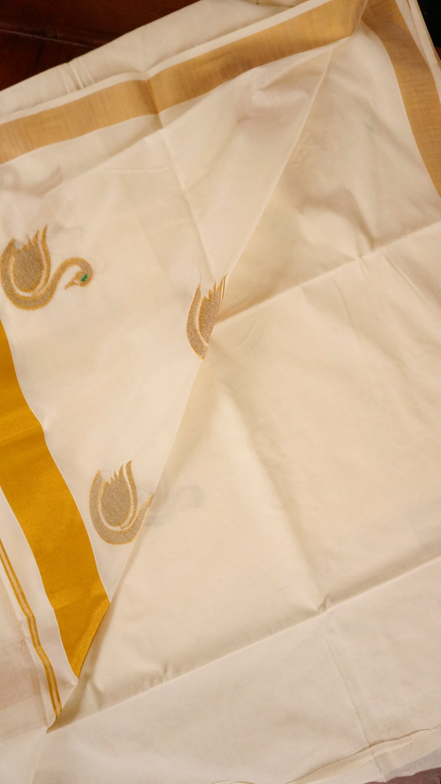Kerala Kasavu Cotton Saree Cream & Golden Border [MC64]