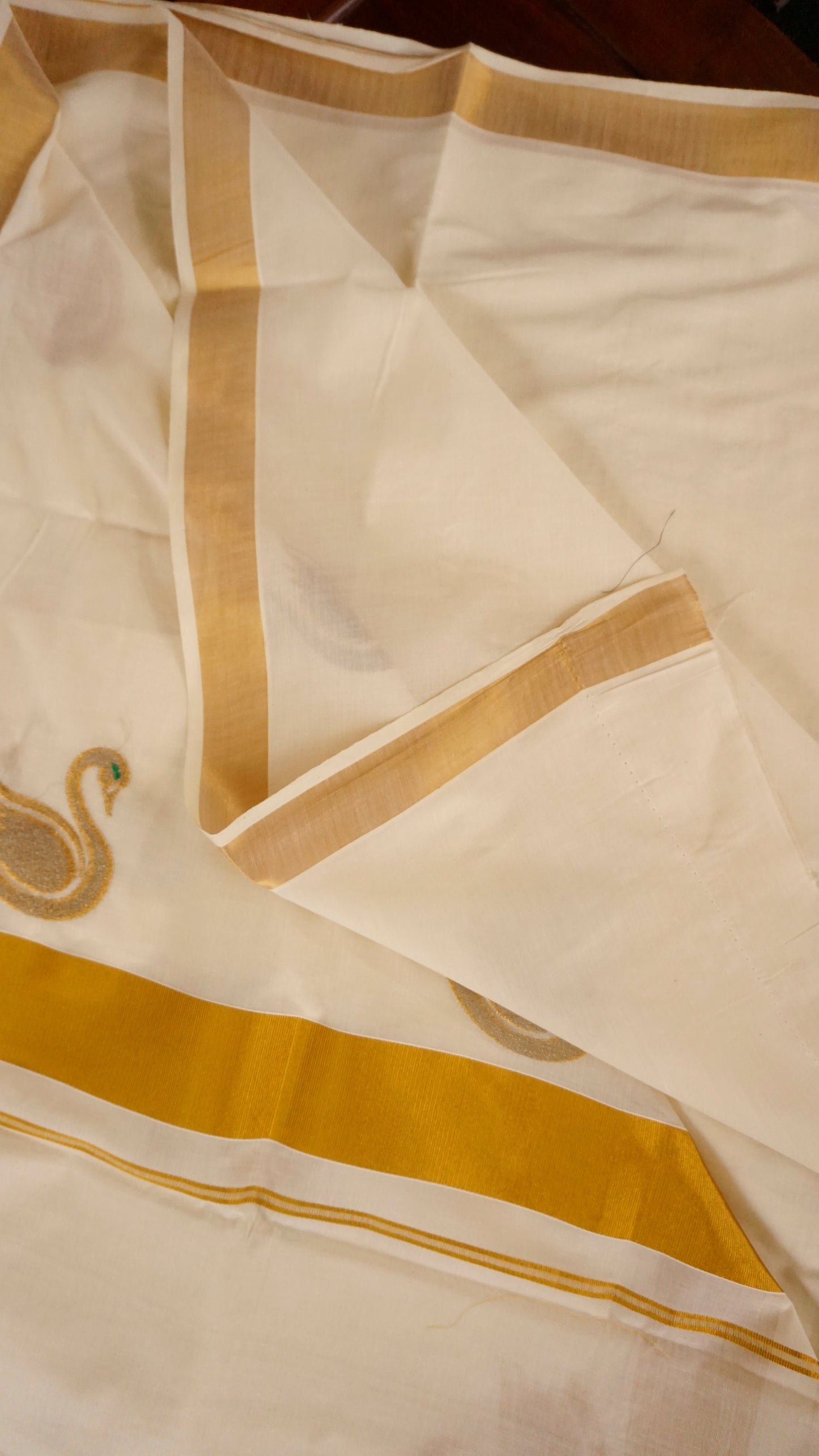 Kerala Kasavu Cotton Saree Cream & Golden Border [MC64]