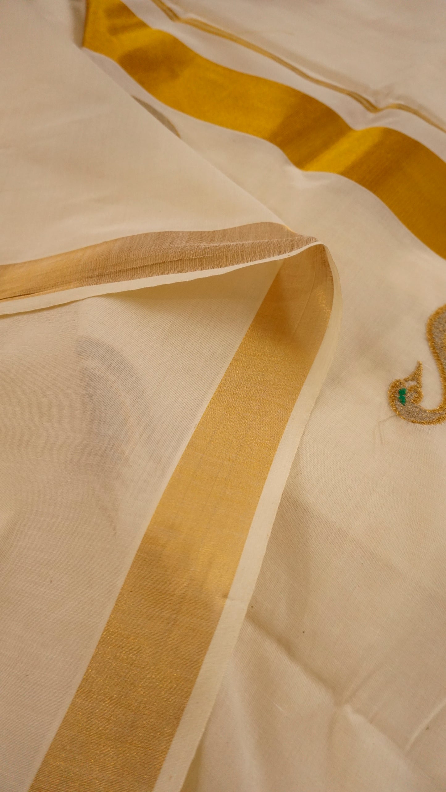 Kerala Kasavu Cotton Saree Cream & Golden Border [MC64]