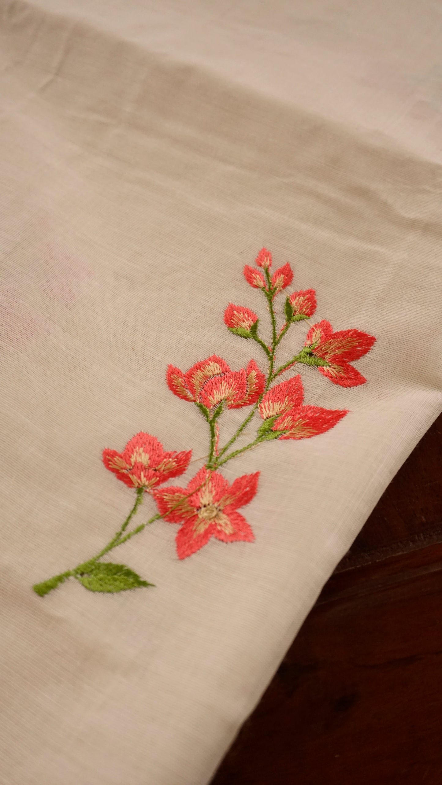 Kerala Cotton Saree Cream & Rust Orange Border [MC62]
