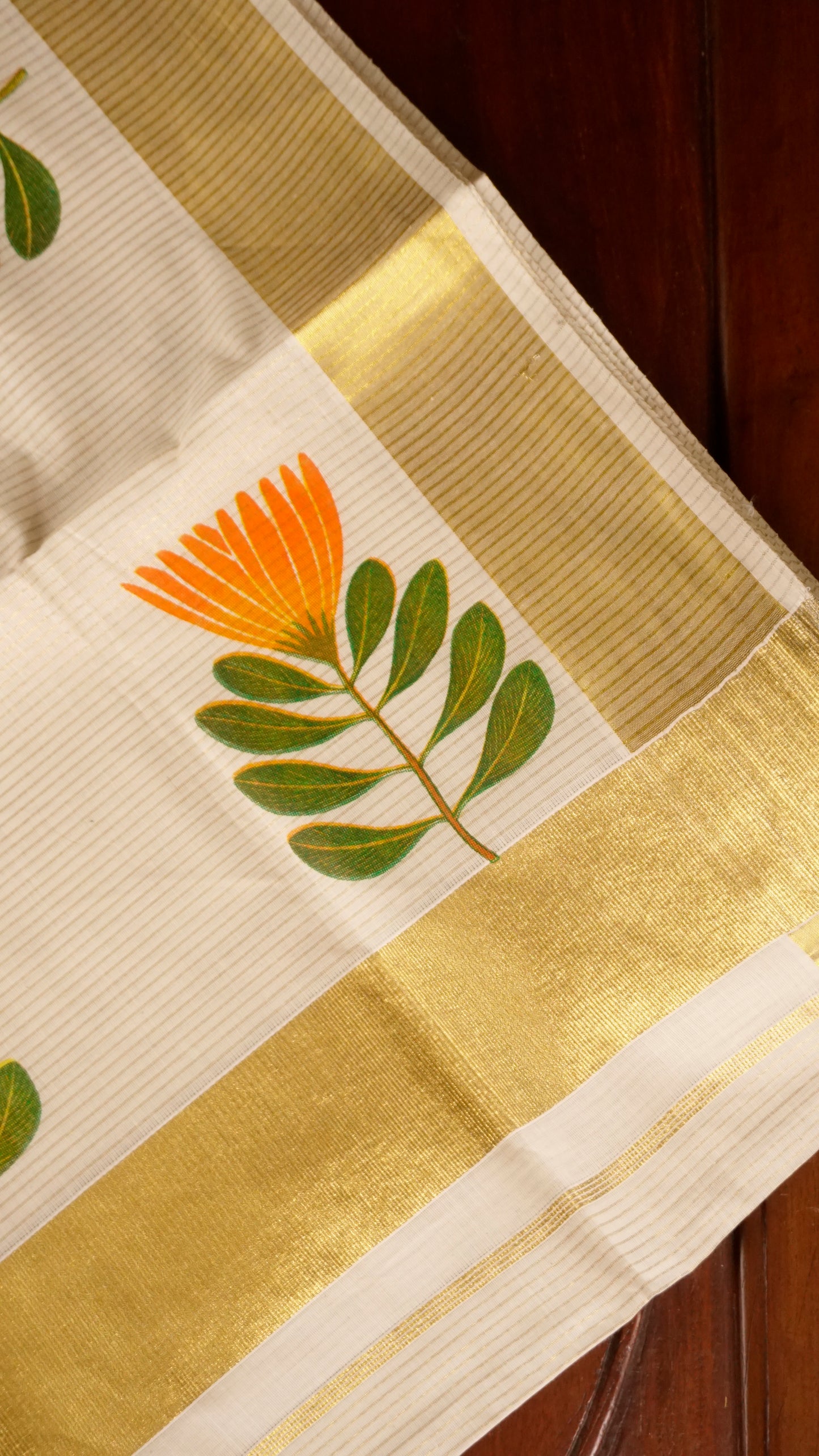 Kerala Kasavu Cotton Saree  Cream & Golden Zari Border [MC72]