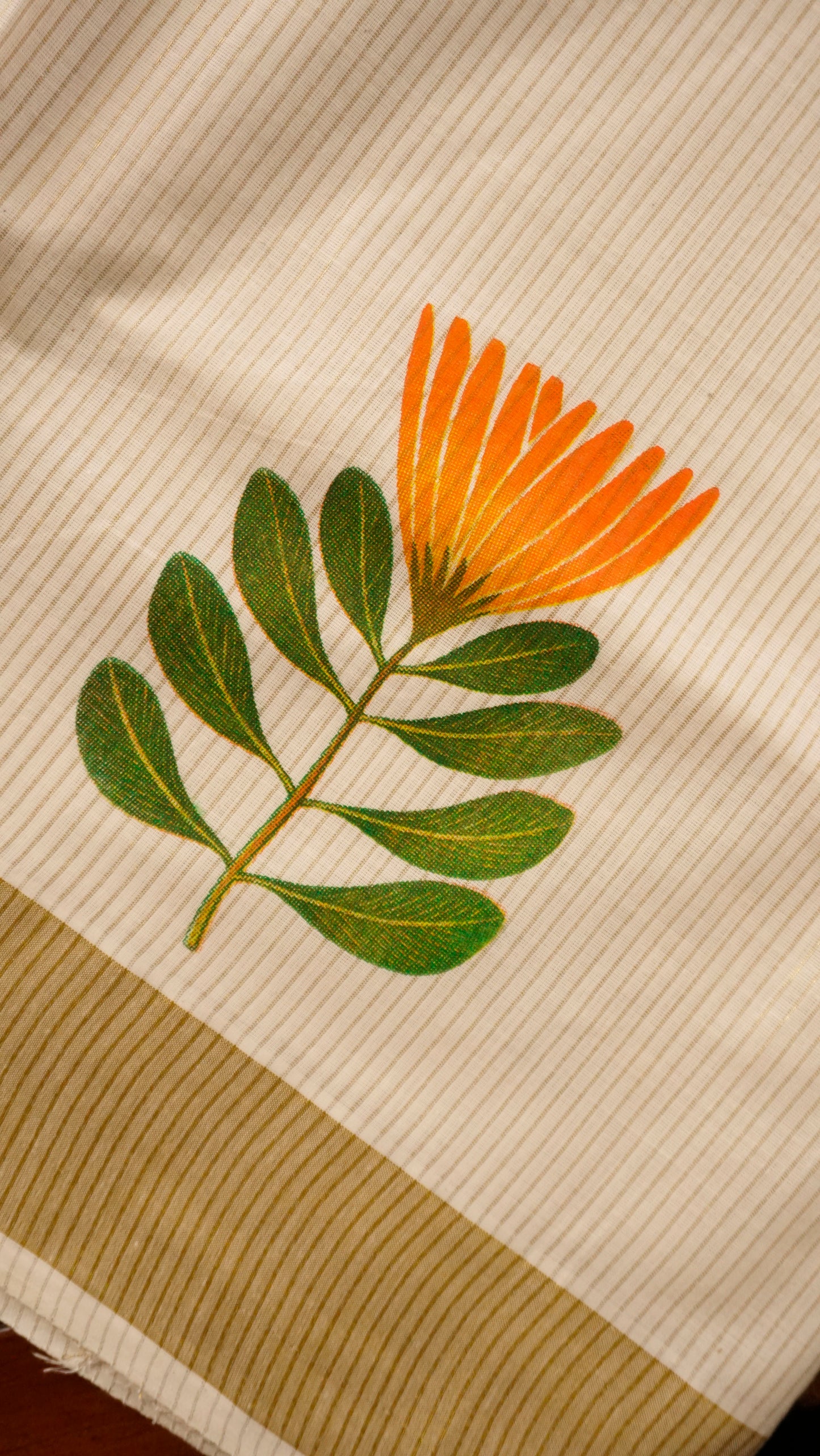 Kerala Kasavu Cotton Saree  Cream & Golden Zari Border [MC72]