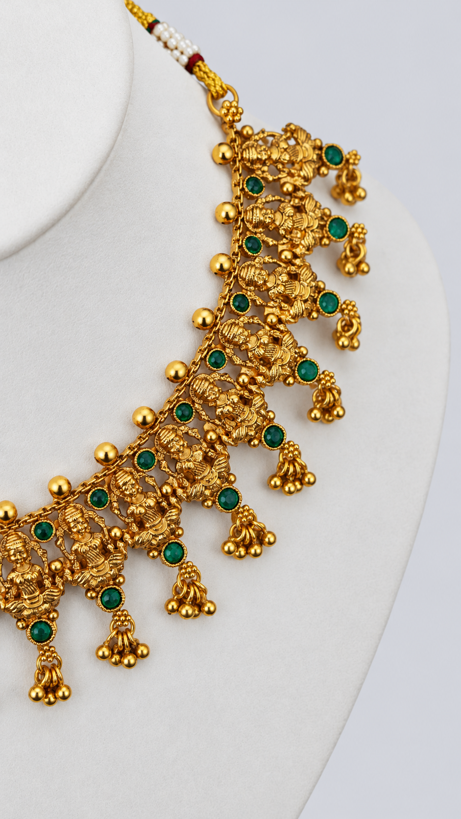 Traditional Gold Necklace with Ruby Stones [J29]