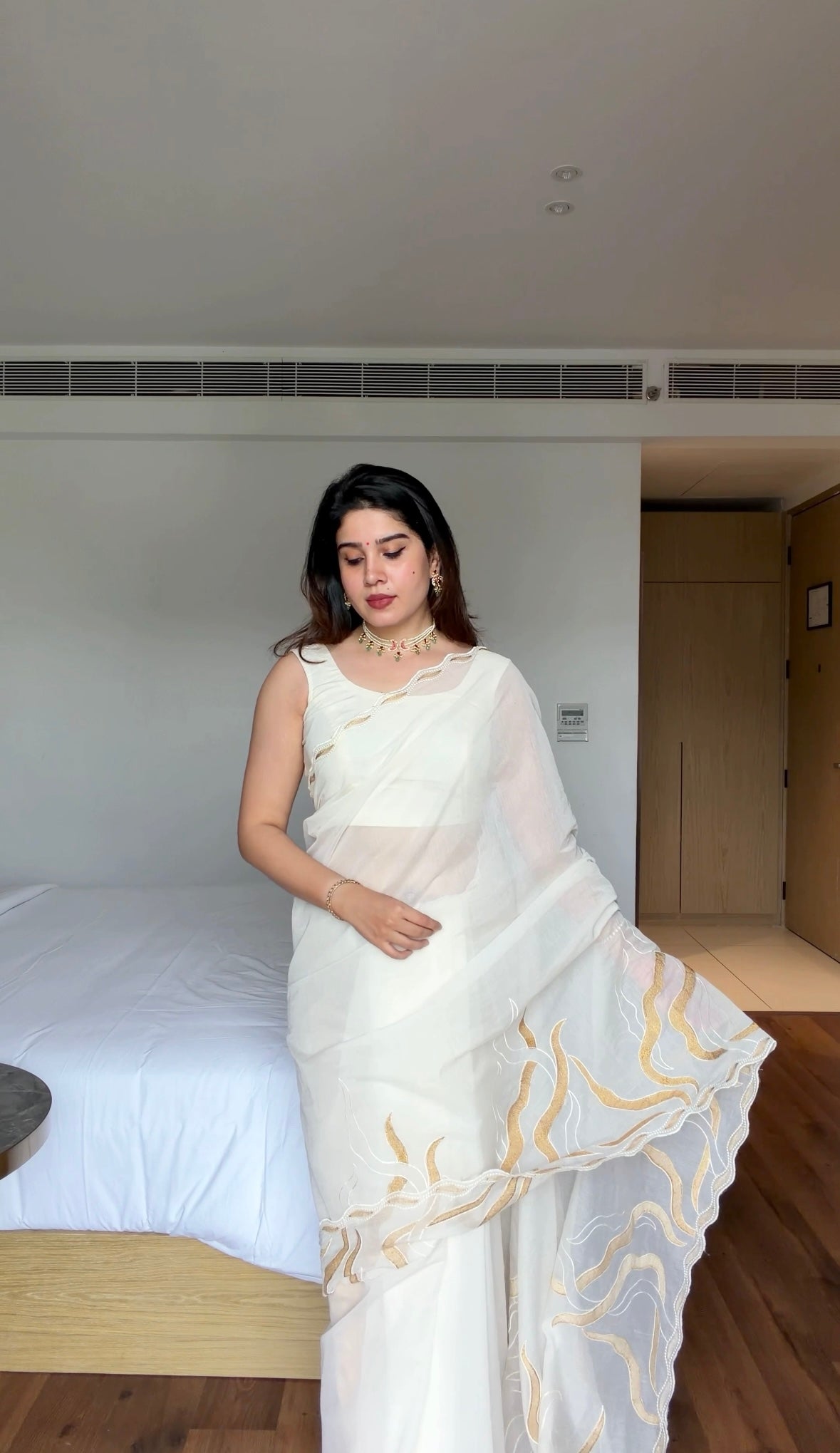 Onam Golden Embroidery saree ASE3
