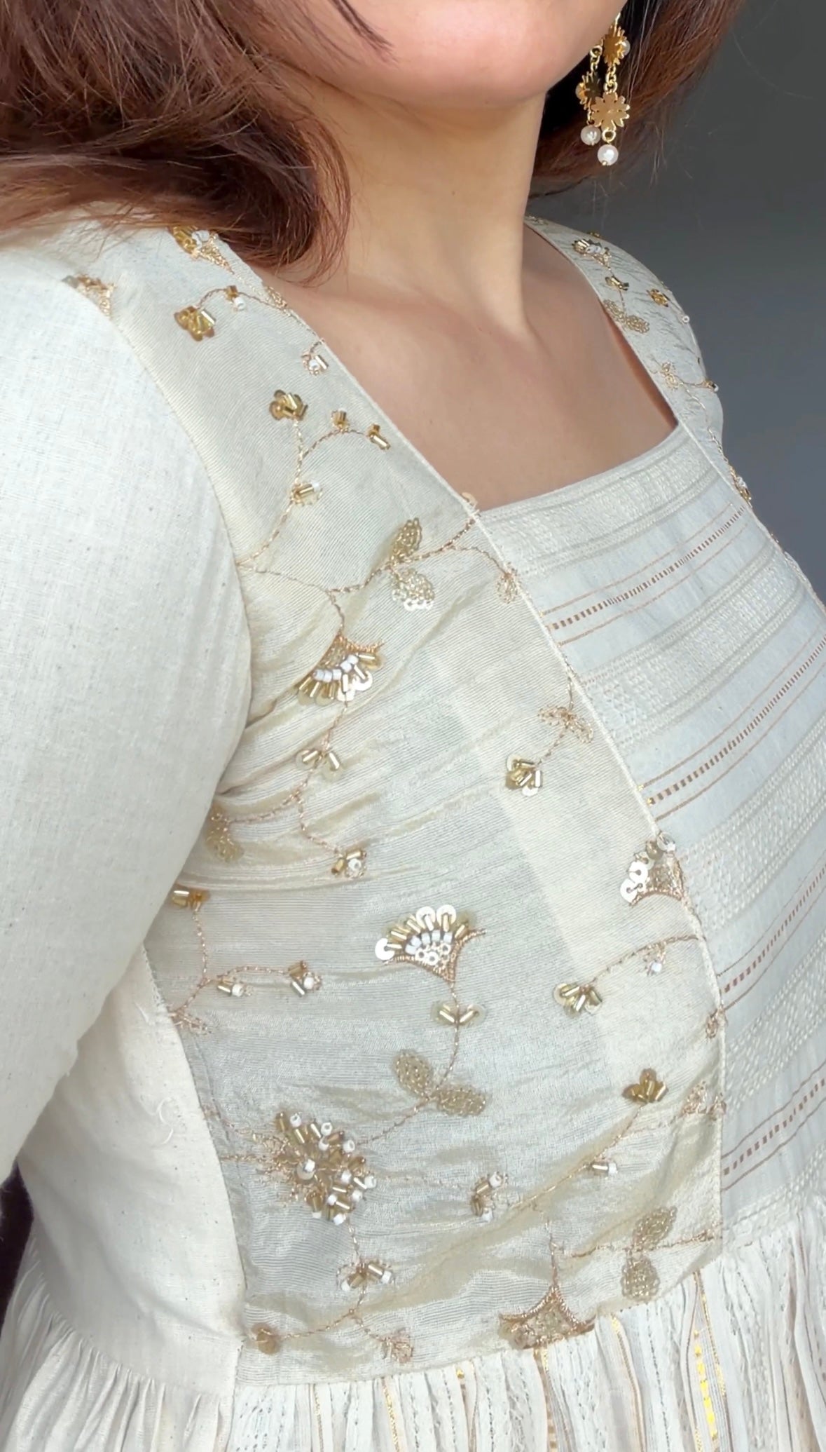 Elegant Premium Cotton A-Line Kurti with Beads Work LR3