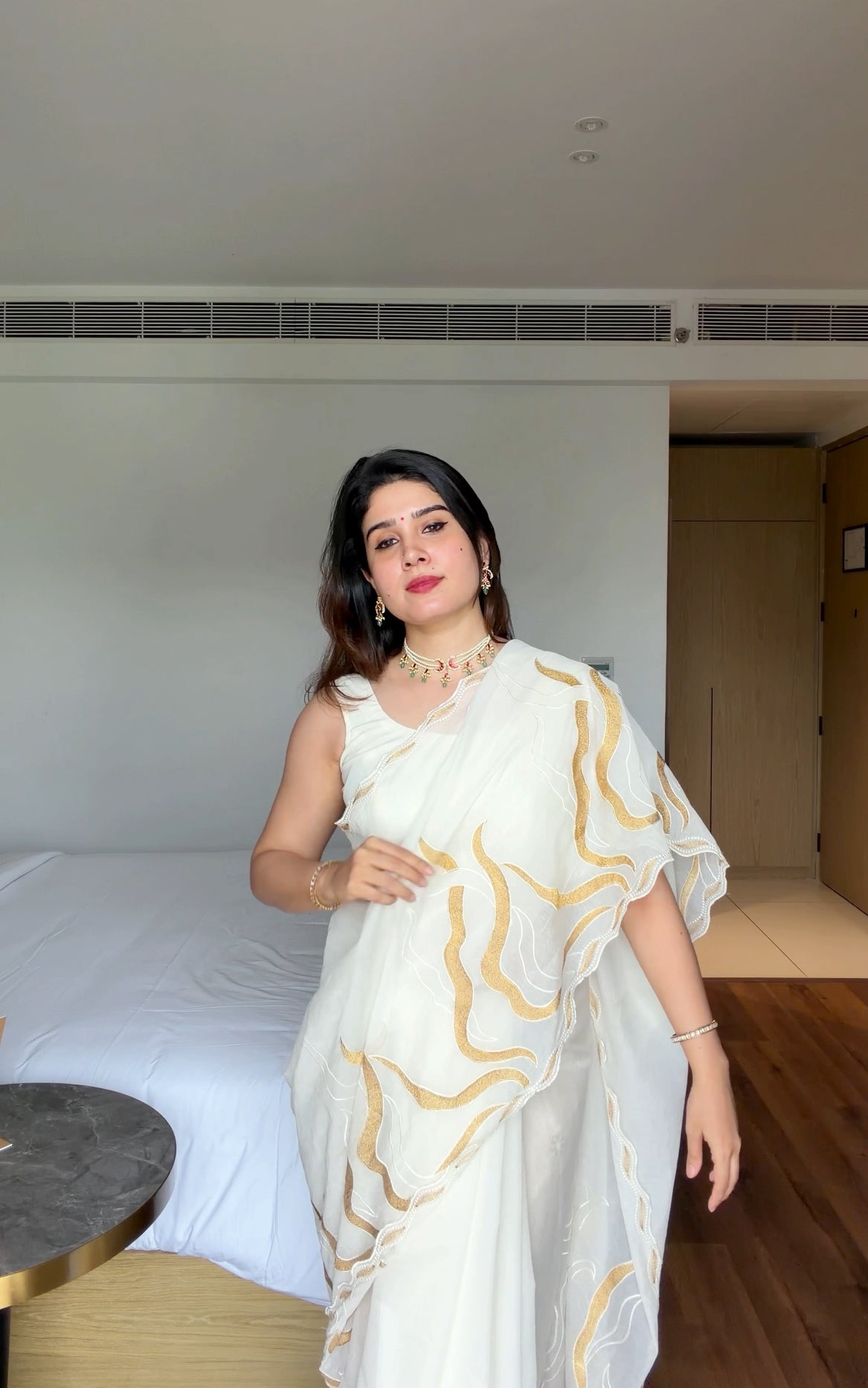 Onam Golden Embroidery saree ASE3