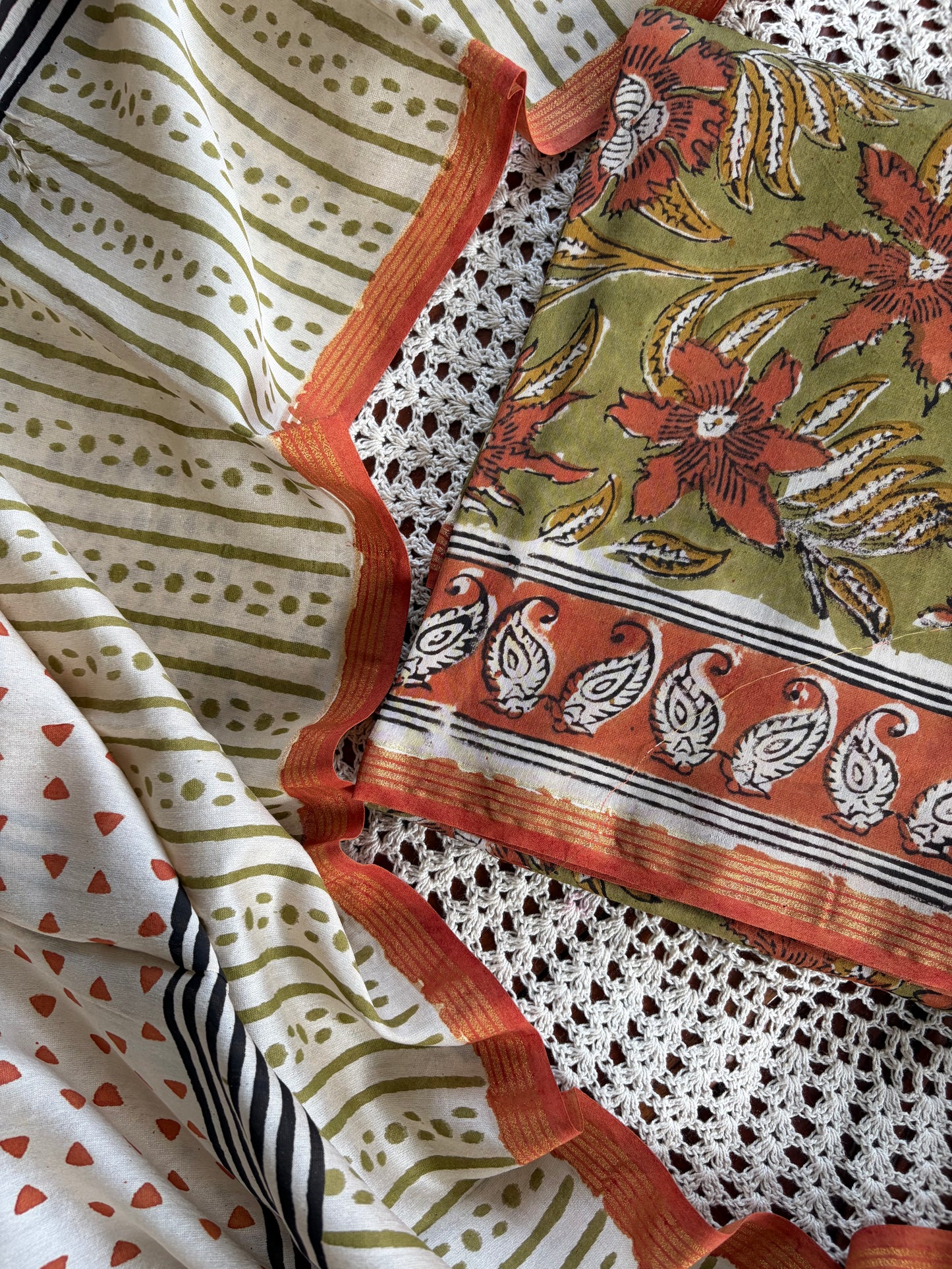 Hand Block Print Unstitched Cotton Salwar [GUE66]