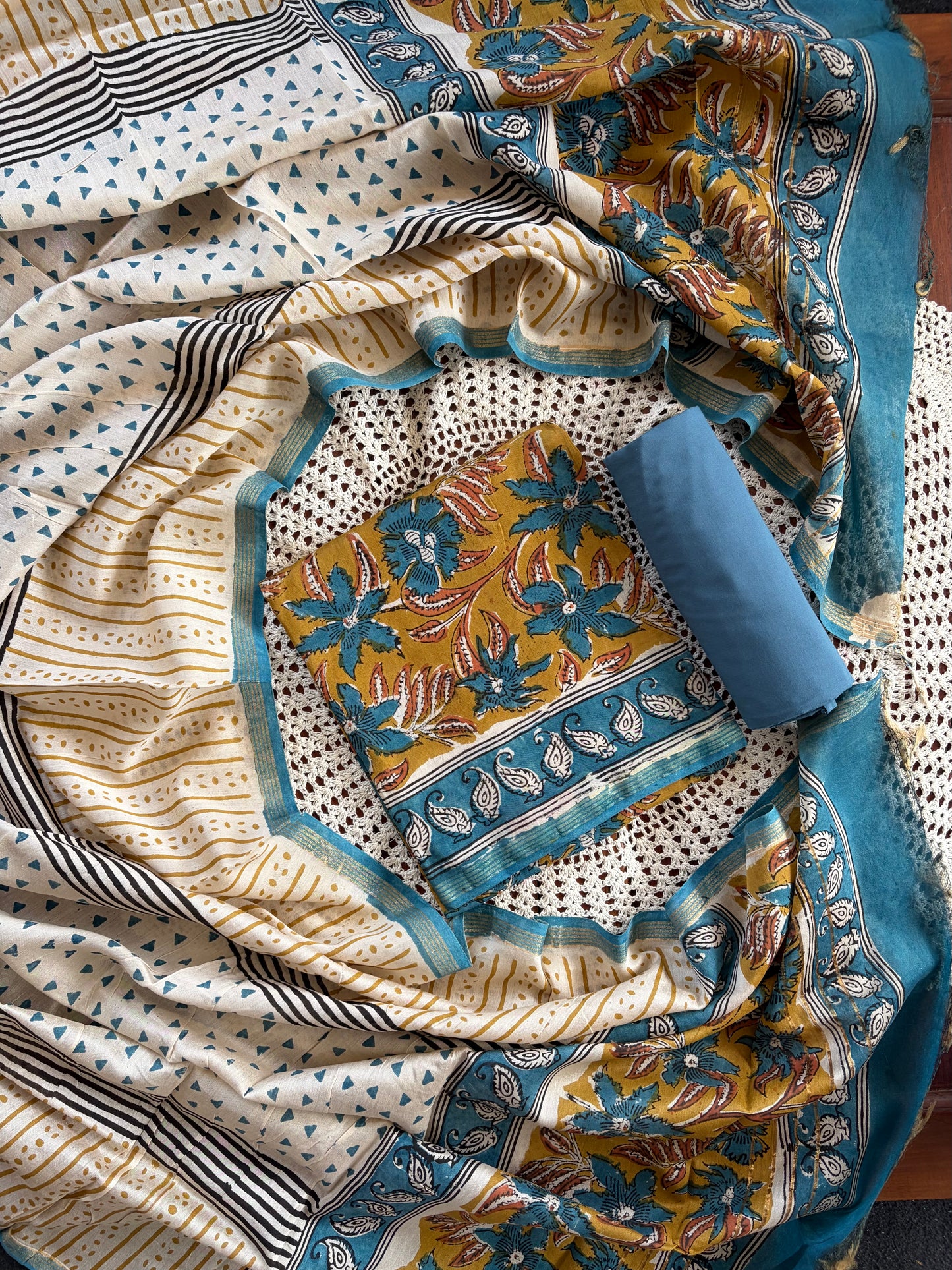 Hand Block Print Unstitched Cotton Salwar [GUE67]