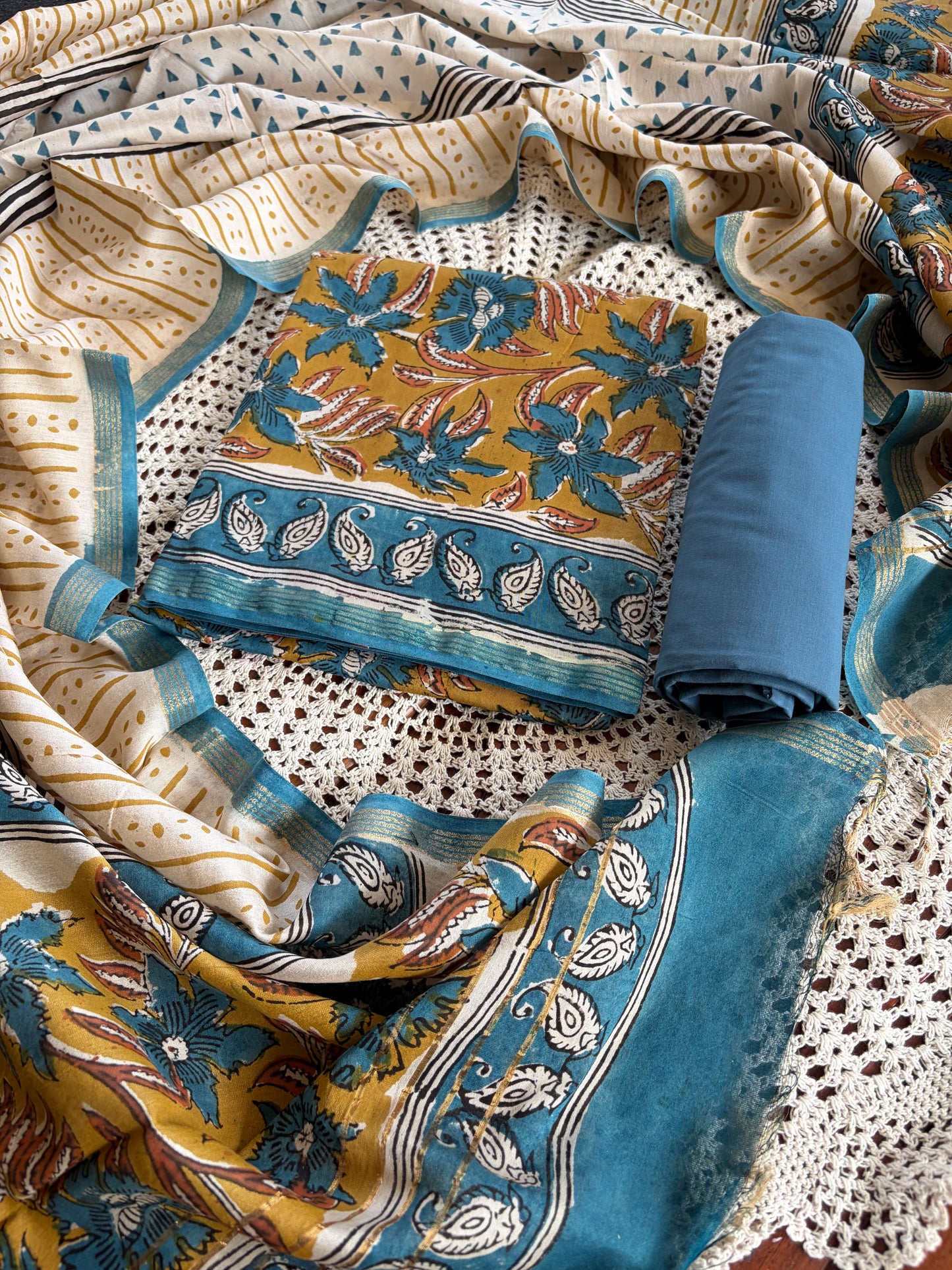 Hand Block Print Unstitched Cotton Salwar [GUE67]