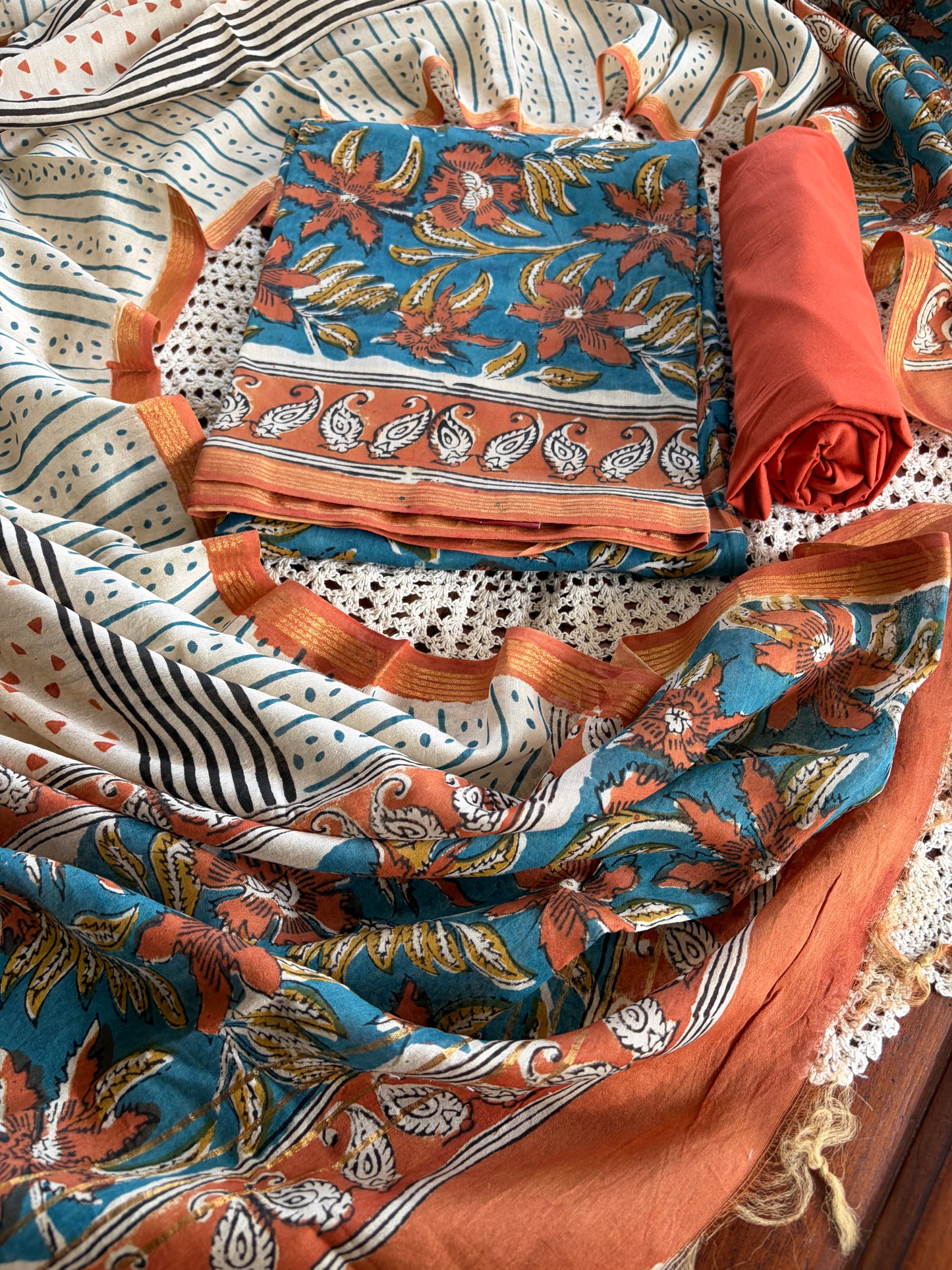 Hand Block Print Unstitched Cotton Salwar [GUE69]
