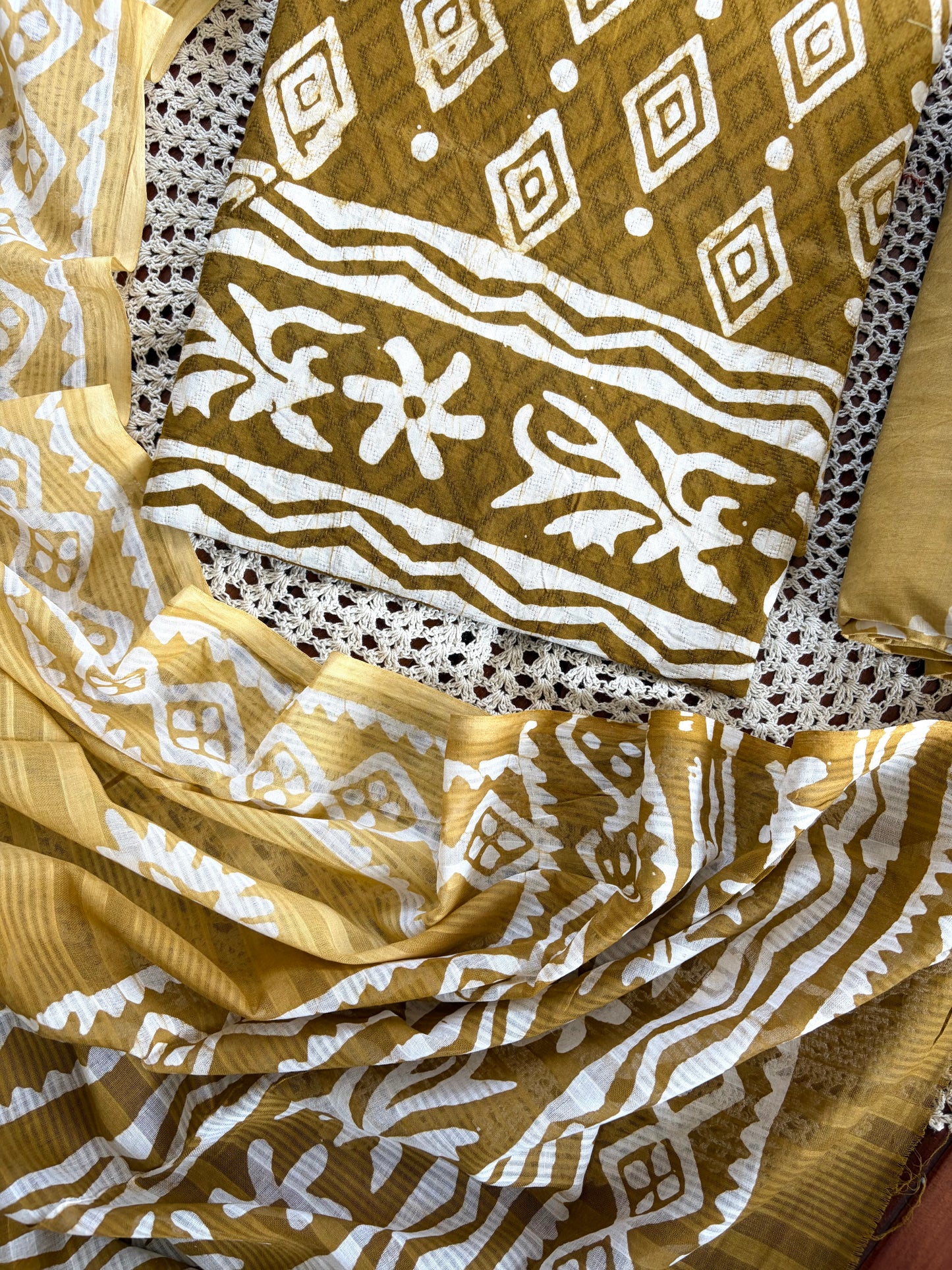 Elegant Mustard Yellow Cotton Unstitched Salwar Set with Printed Dupatta[GUE23]