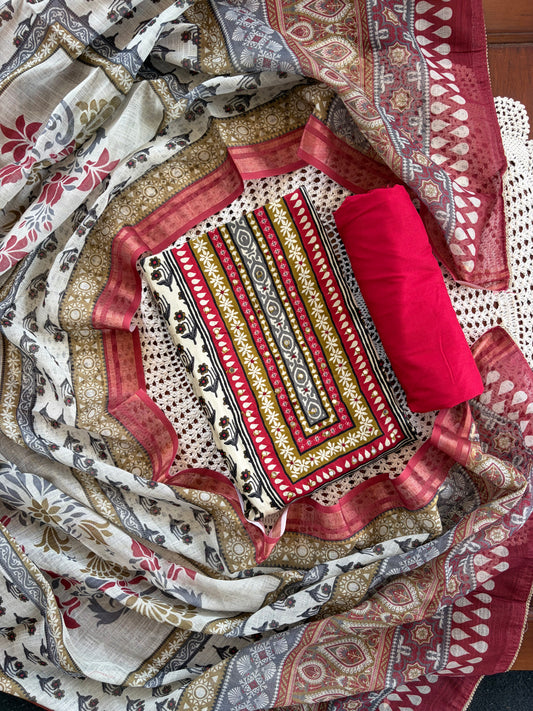 Cotton rayon unstitched salwar set [GUE42]