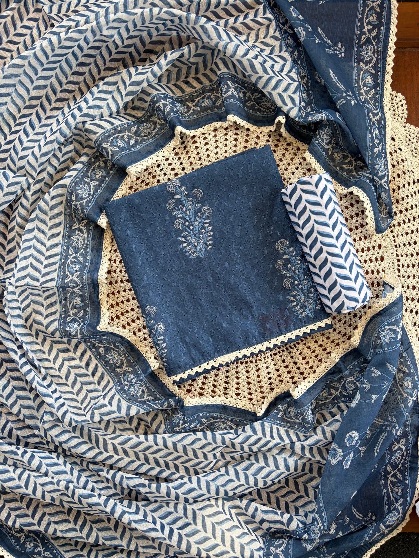 Indigo Blue Hakoba Unstitched Cotton Salwar[GUE69]